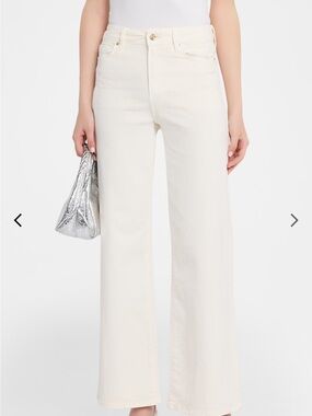 PAIGE High-Rise Wide Leg Stretch Off White Jeans